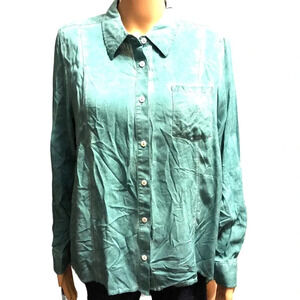 Soft Surrounding Bleach Washed women Button Up Shirt Size PM Pocket